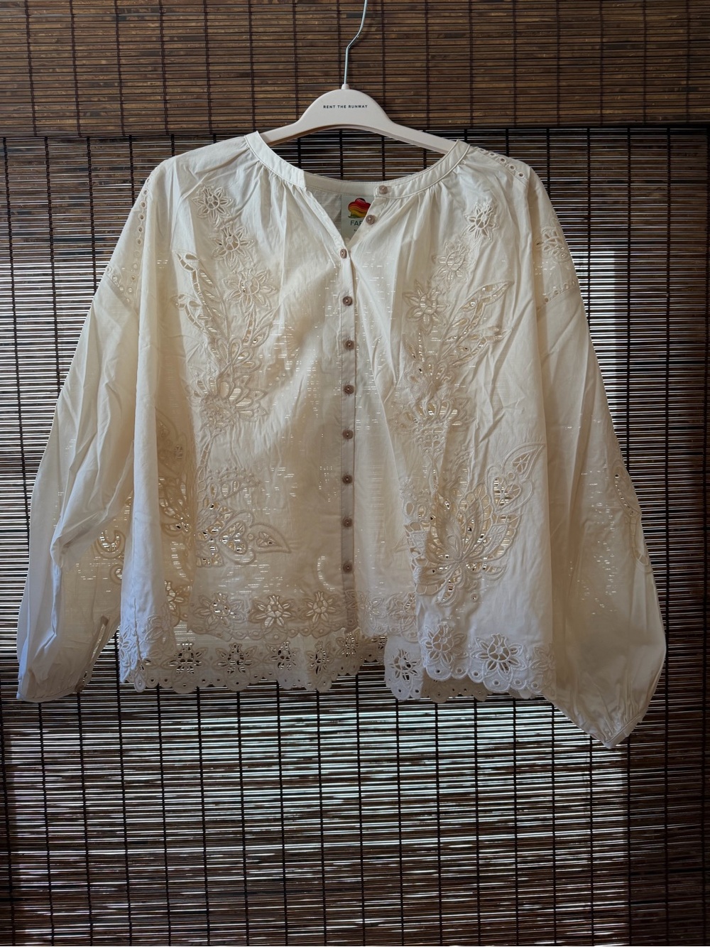 FARM Rio Soft Pink Artisanal Long Sleeve Blouse (Cream color) - Picture 4 of 9